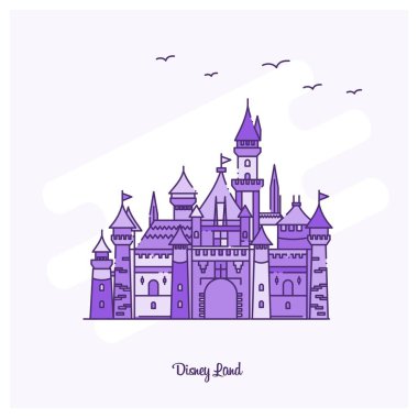 Disney Land Landmark mor noktalı çizgi manzarası vektör çizim