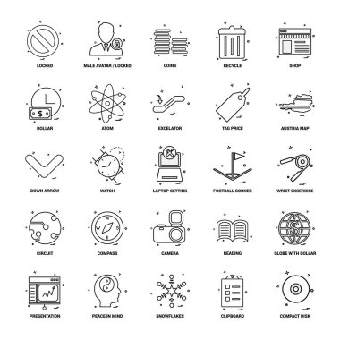 25 iş kavramı Mix satır Icon set
