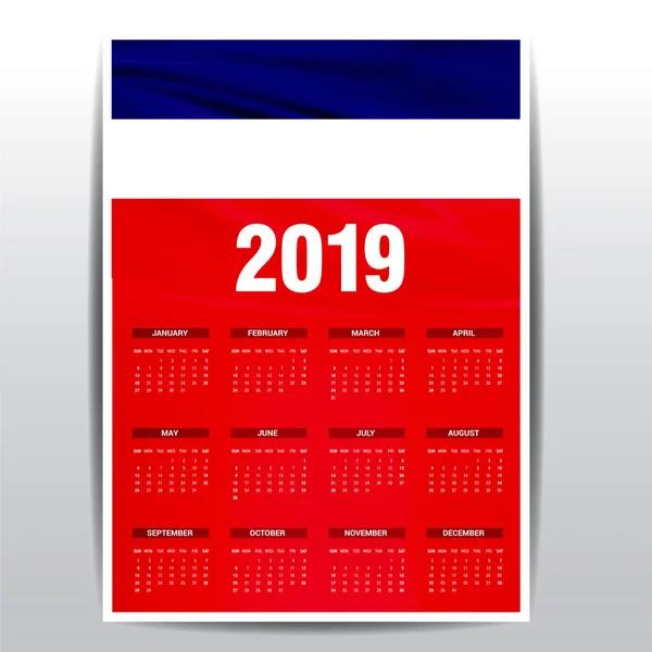 Calendar 2019 Los Altos Flag Background English Language — Stock Vector