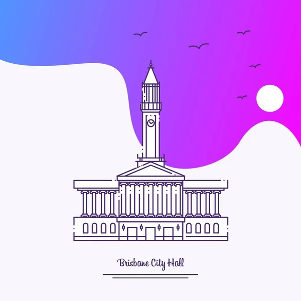 Travel Brisbane City Hall Poster Template Purple Creative Background — Stock Vector