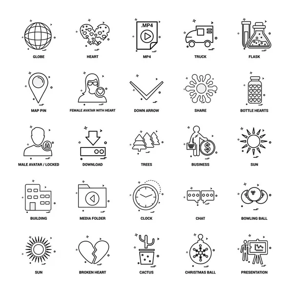 Business Koncepce Mix Linie Icon Set — Stockový vektor