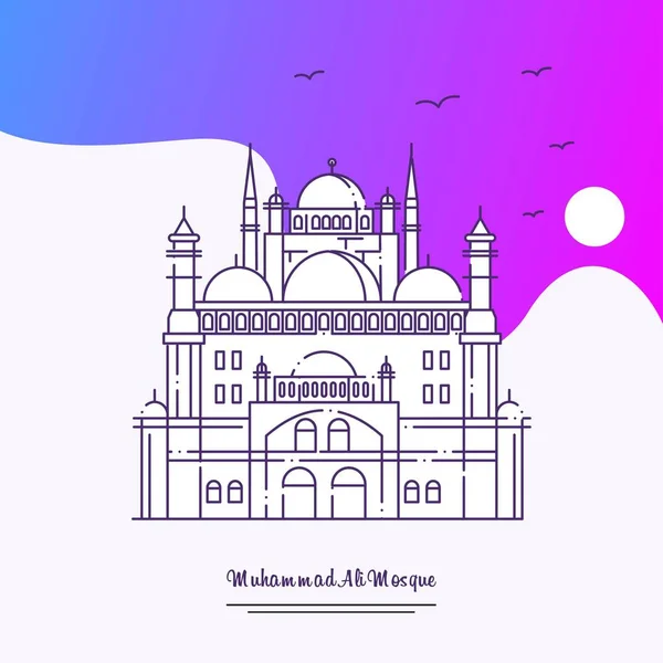 Travel Muhammad Ali Moschee Plakatvorlage Lila Kreativer Hintergrund — Stockvektor