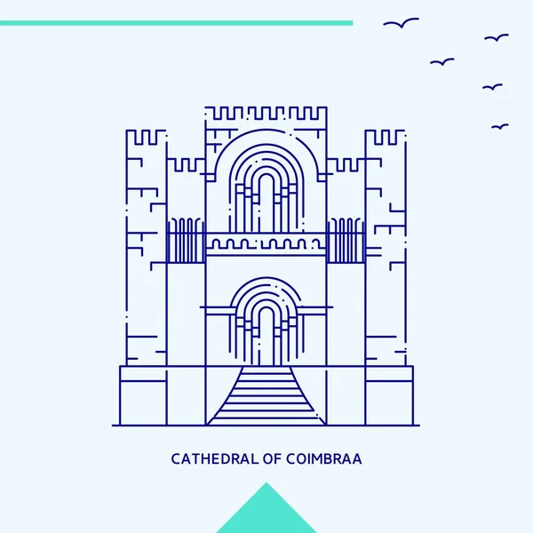 Catedral Coimbraa Skyline Vector Illustration —  Vetores de Stock