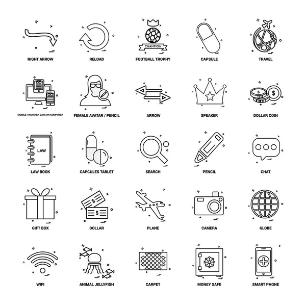 Business Concept Mix Lijn Icon Set — Stockvector