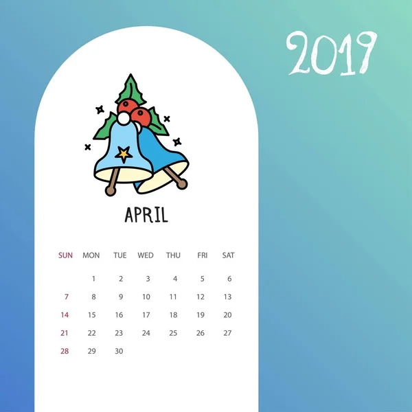 2019 Happy New Year July Calendar Template Рождественский Фон — стоковый вектор