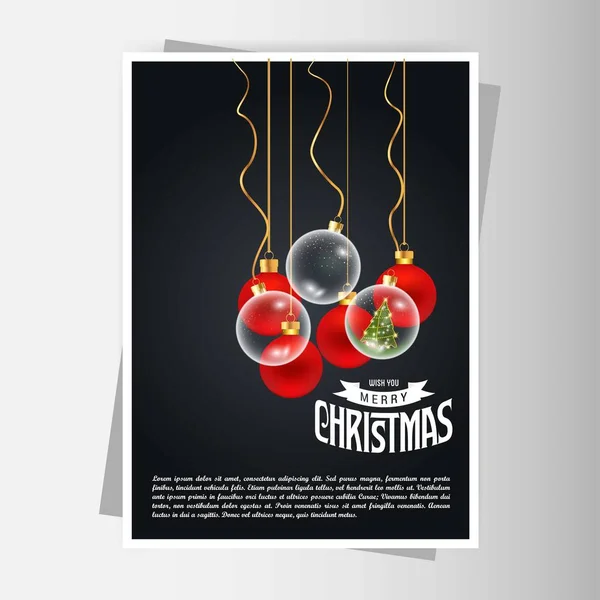 Weihnachtskarten Design Mit Elegantem Design Und Schwarzem Hintergrund — Stockvektor