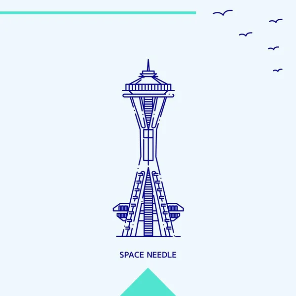 Space Needle Skyline Vector Illustration — Stock Vector