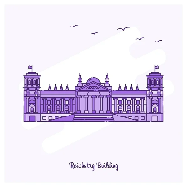 Ilustración Vector Línea Puntos Púrpura Reichstag Edificio Emblemático Skyline — Vector de stock
