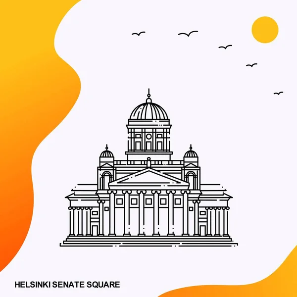 Plantilla Póster Viaje Helsinki Senate Square — Vector de stock