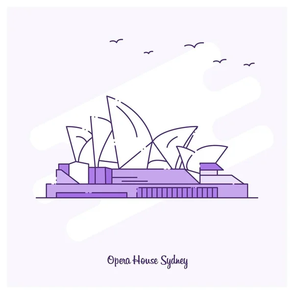 Opera House Punto Riferimento Linea Punteggiata Viola Skyline Vettoriale Illustrazione — Vettoriale Stock