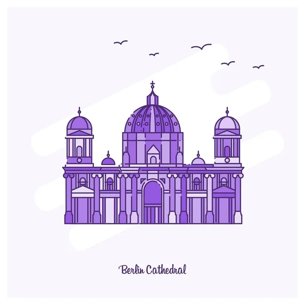 Berlín Catedral Landmark Purple Dotted Line Skyline Vector Ilustración — Vector de stock