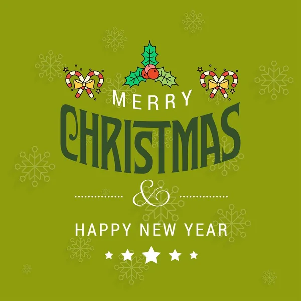 Tarjeta Felicitaciones Navidad Con Tipografía Fondo Verde — Archivo Imágenes Vectoriales