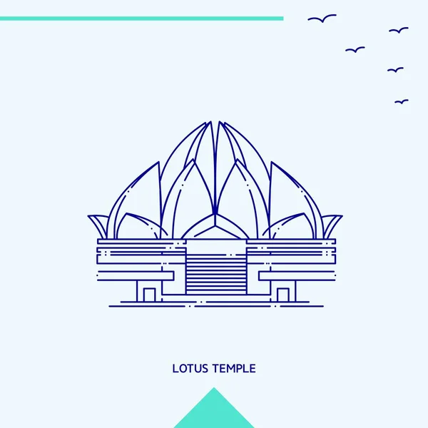 Lotus Temple Skyline Illustrazione Vettoriale — Vettoriale Stock