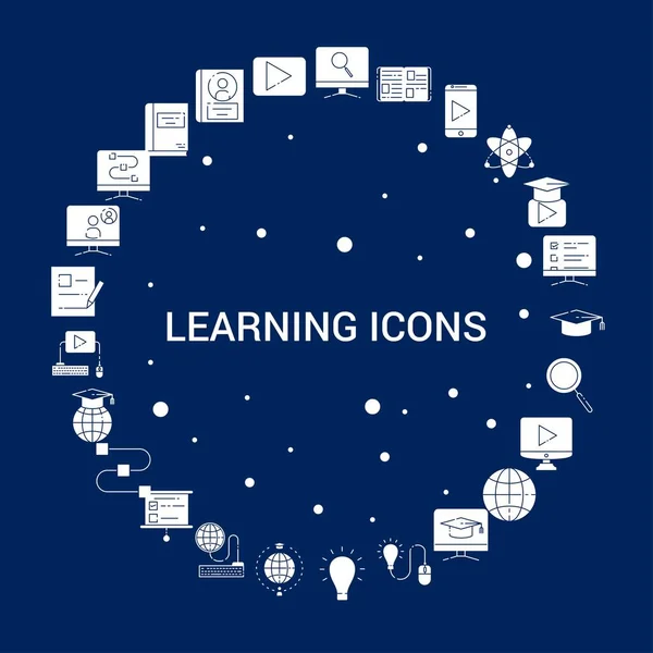 Icono Iconos Aprendizaje Creativo Fondo — Vector de stock