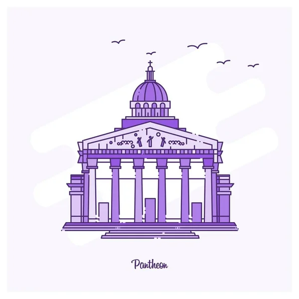 Pantheon Landmark Purple Dotted Line Skyline Vector Ilustración — Vector de stock