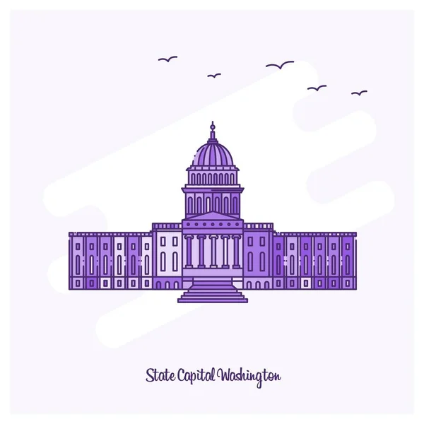 Capital Estatal Washington Landmark Purple Dotted Line Skyline Vector Ilustración — Vector de stock
