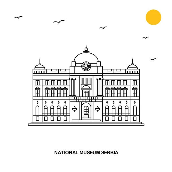 Museo National Serbia Monumento World Travel Ilustración Natural Fondo Estilo — Vector de stock