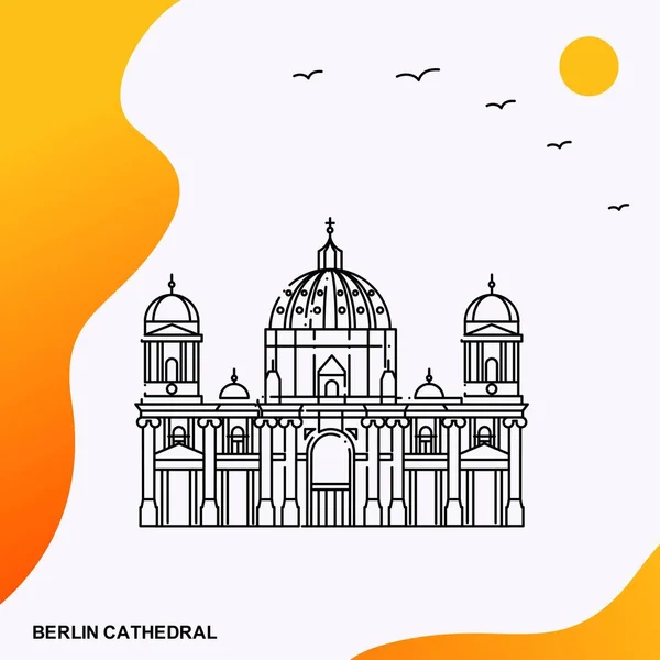 Travel Berlin Cathedral Poster Template — Stock Vector