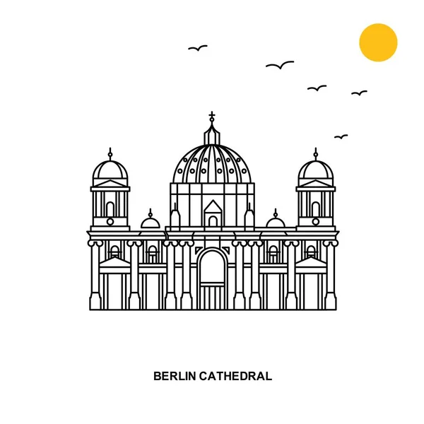 Berlin Cathedral Monumento World Travel Natural Ilustração Fundo Estilo Linha — Vetor de Stock