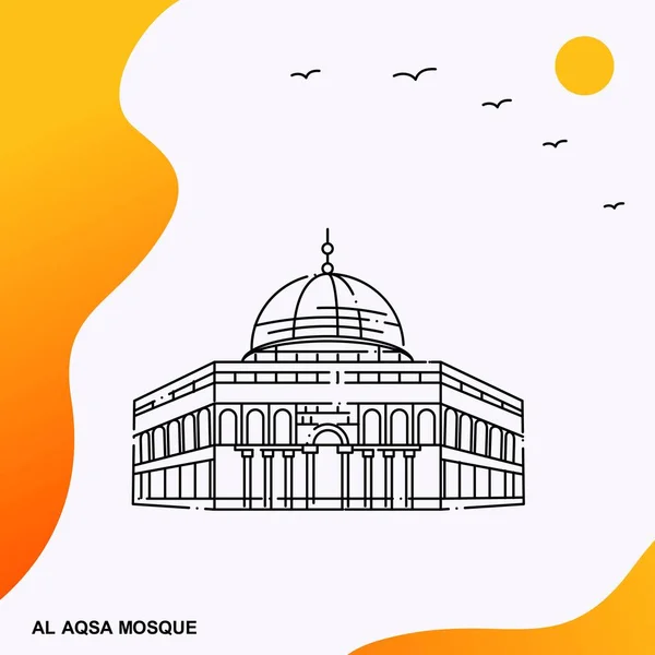 阿克萨清真寺天际线矢量插图 — 图库矢量图片