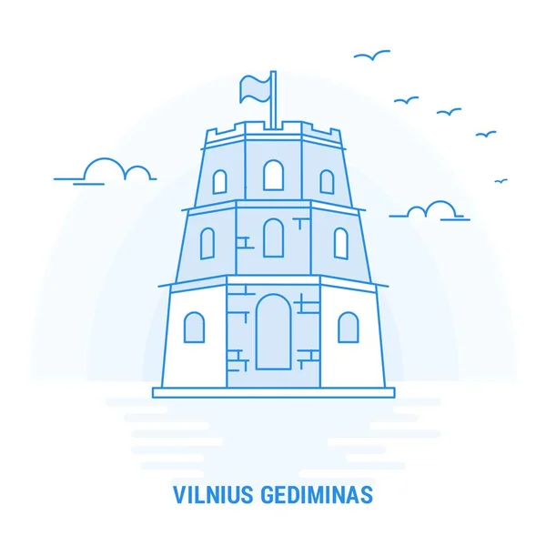 Vilnius Gediminas Blue Landmark Fondo Creativo Plantilla Póster — Vector de stock
