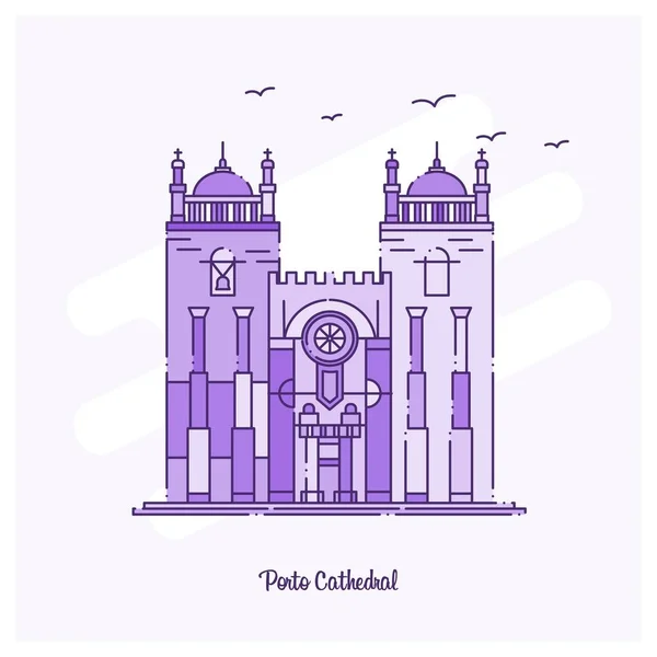 Porto Catedral Monumento Purple Dotted Line Skyline Vector Ilustración — Archivo Imágenes Vectoriales