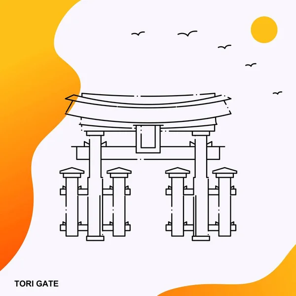 Reizen Tori Gate Poster Sjabloon — Stockvector