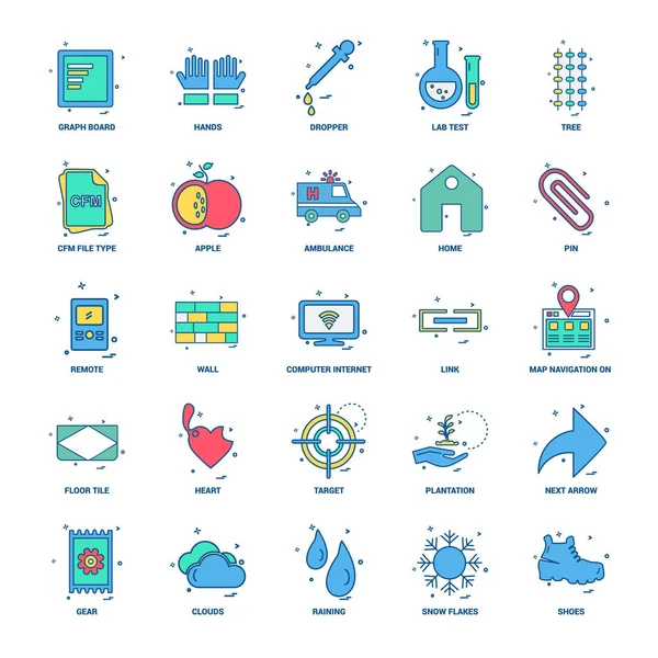 25业务概念混合平面彩色图标集 — 图库矢量图片