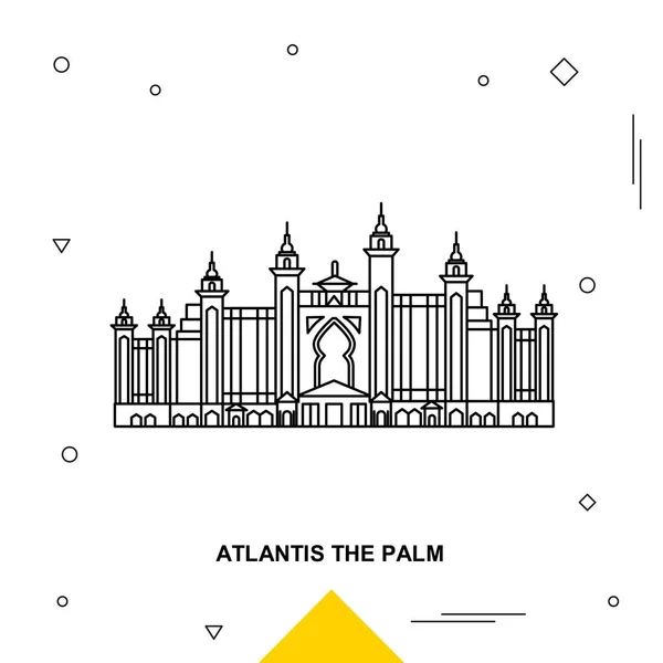 Atlantis Palm Poster Şablonu Seyahat — Stok Vektör