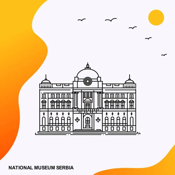 Museu Nacional Serbia Skyline Vector Illustration —  Vetores de Stock