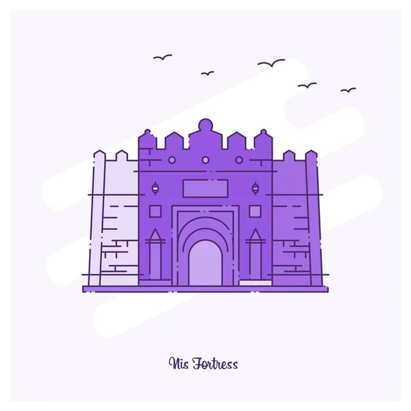 Nis Fortress Ориентир Фиолетовой Точечной Линии Векторная Иллюстрация — стоковый вектор