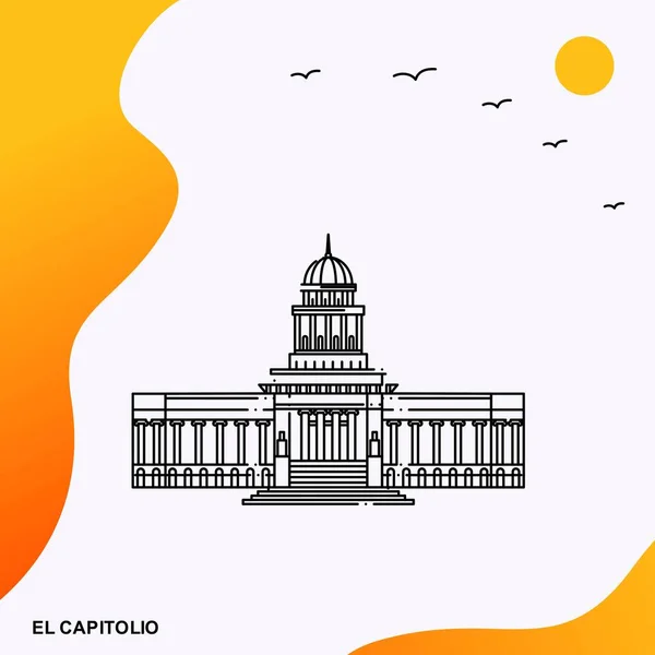 Travel Capitolio Modello Poster — Vettoriale Stock