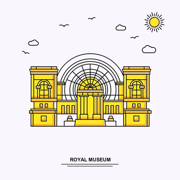 Museo Royal Monument Poster Template Mondo Viaggio Giallo Illustrazione Sfondo — Vettoriale Stock
