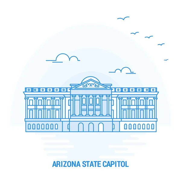 Arizona State Capitol Blue Landmark Creative Background Poster Template — Stock Vector