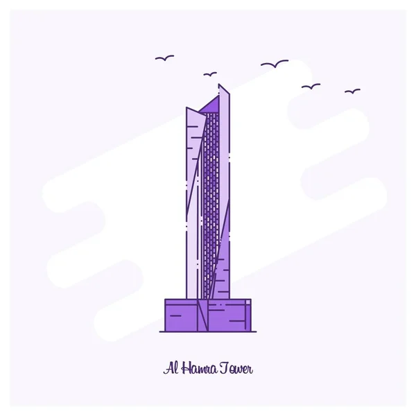 Hamra Tower Landmark Purple Dotted Line Skyline Vector Ilustración — Archivo Imágenes Vectoriales