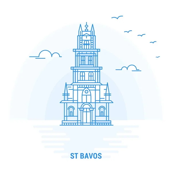 Bavos Blue Landmark Fondo Creativo Plantilla Póster — Vector de stock