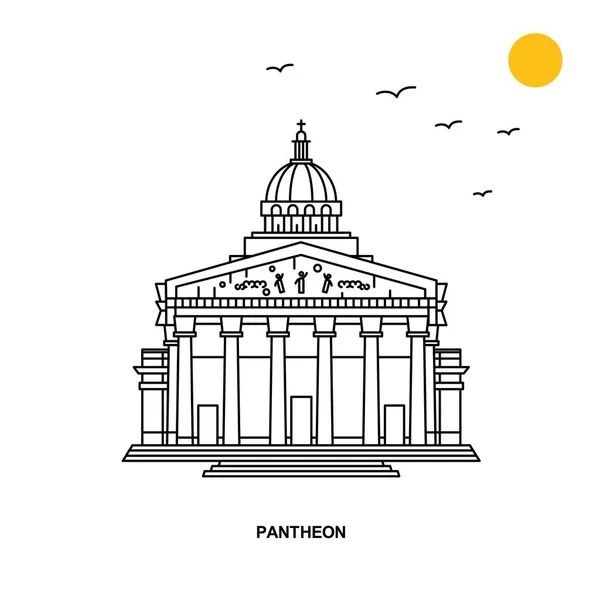 Monumento Pantheon Mondo Viaggio Illustrazione Naturale Sfondo Stile Linea — Vettoriale Stock