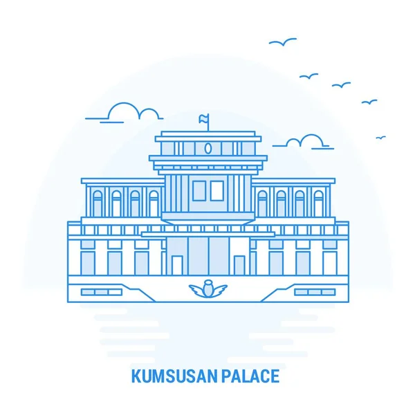 Kumsusan Palace Blue Landmark Fondo Creativo Plantilla Póster — Vector de stock