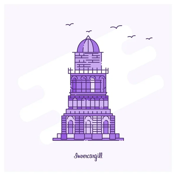 Invercargill Ориентир Фиолетовая Точка Горизонта Векторная Иллюстрация — стоковый вектор