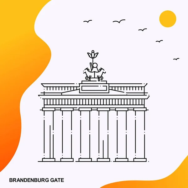 Podróży Brandenburg Gate Plakat Szablon — Wektor stockowy