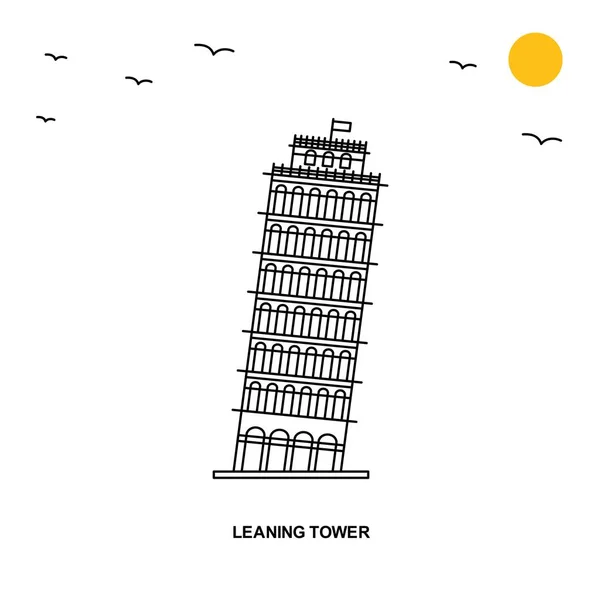 Leaning Tower Monument World Travel Illustration Naturelle Arrière Plan Ligne — Image vectorielle