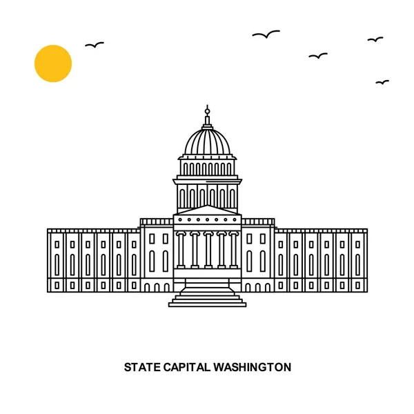 Государственный Капитальный Вашингтон Путешествия Миру Натуральный Иллюстрированный Фон Стиле Линий — стоковый вектор