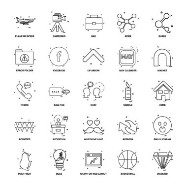 25 iş kavramı Mix satır Icon set