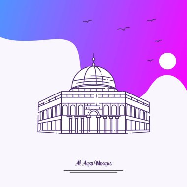 Al Aqsa Mosque manzarası vektör çizim 