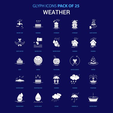 Hava beyaz simgesi mavi arka plan üzerinde. 25 Icon Pack