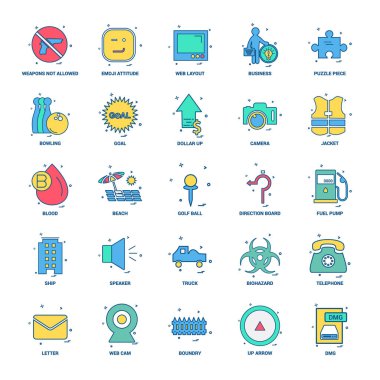 25 iş kavramı Mix düz renk simge seti