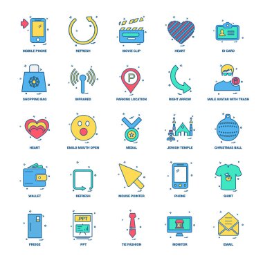 25 iş kavramı Mix düz renk simge seti