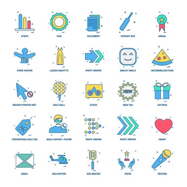 25 iş kavramı Mix düz renk simge seti