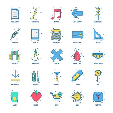 25 iş kavramı Mix düz renk simge seti