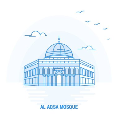 El Aksa Camii mavi Landmark. Yaratıcı arka plan ve Poster şablonu